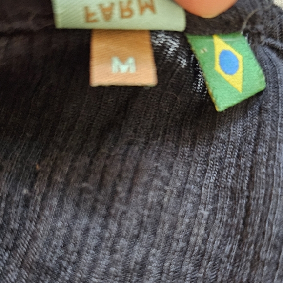 Farm Rio Long Sleeve Black Top Frill  Thin Medium Classic - Picture 3 of 7